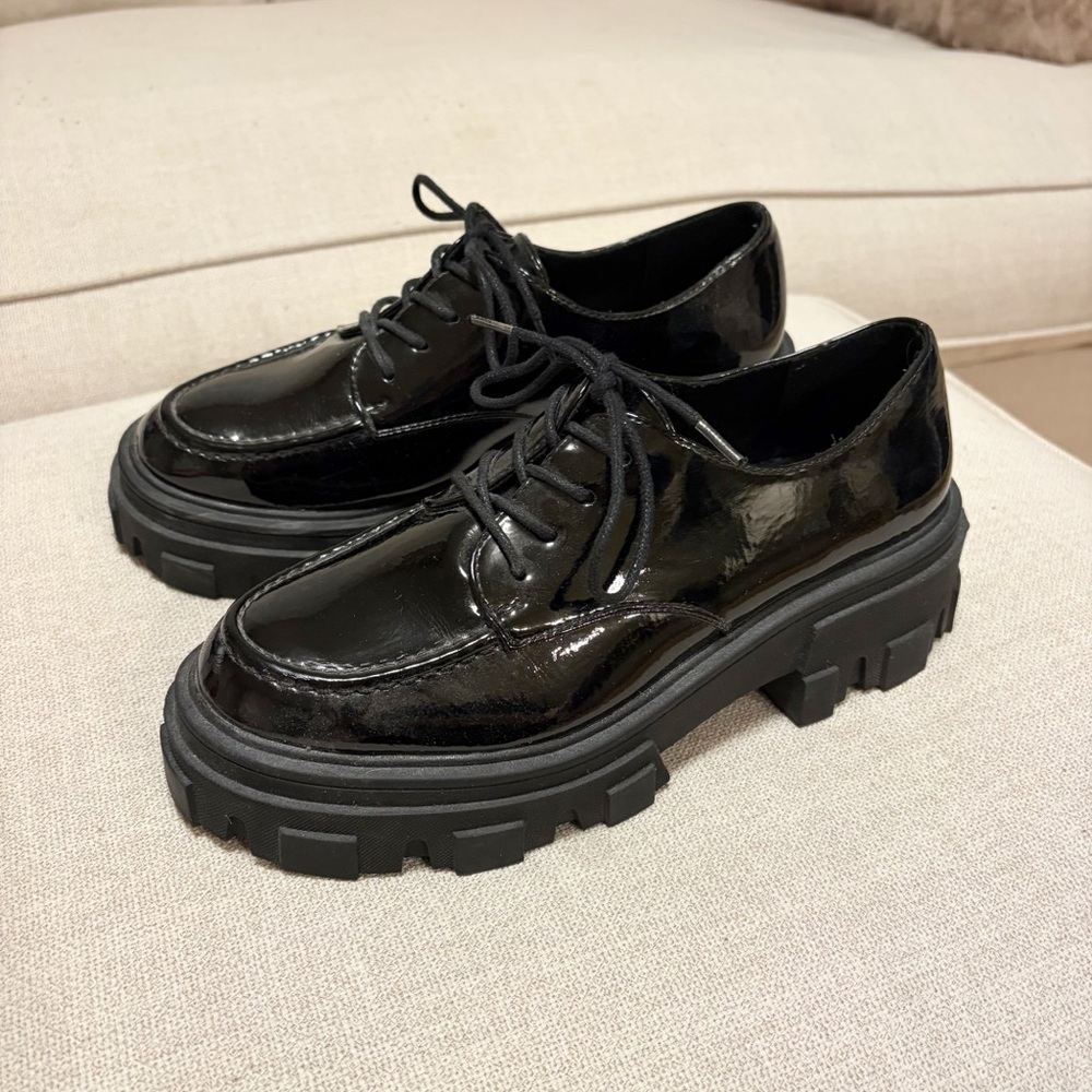ASOS DESIGN chunky lace up platform flat loafers boots